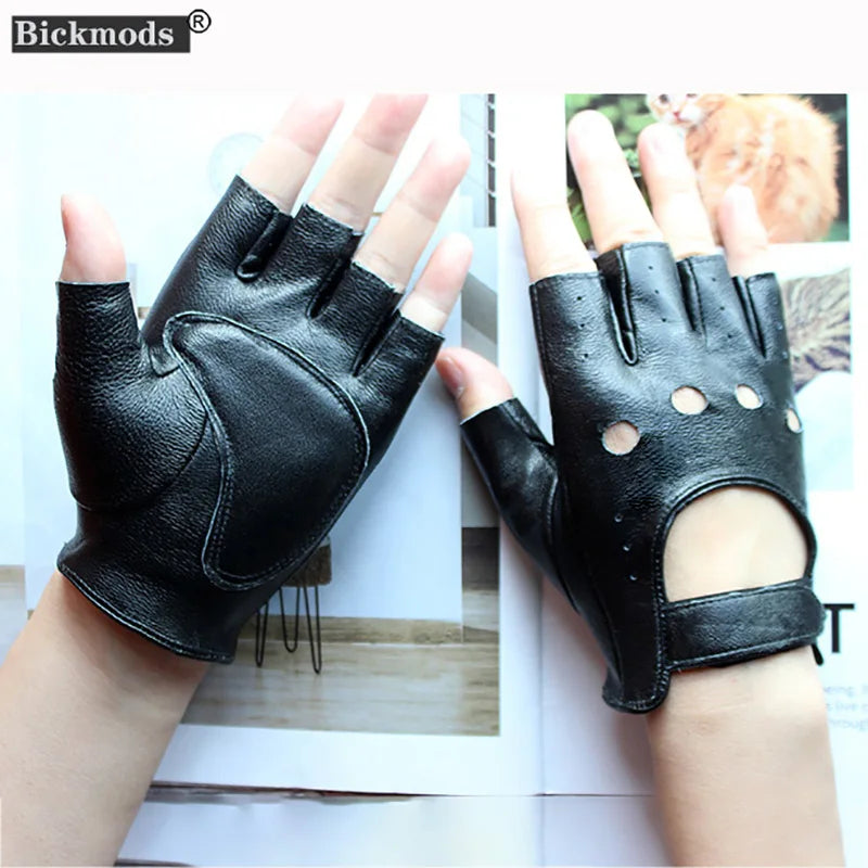 Leather Half-Finger Gloves Female Fitness Fashion Driver