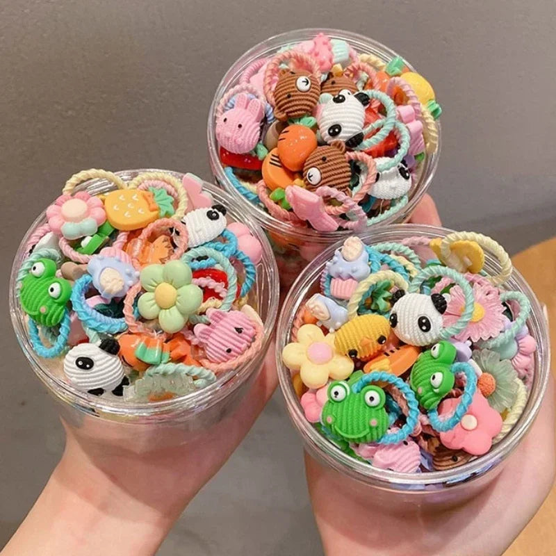 50PCS Cute Baby Hair Ties Mini Elastic Bands Summer Kids
