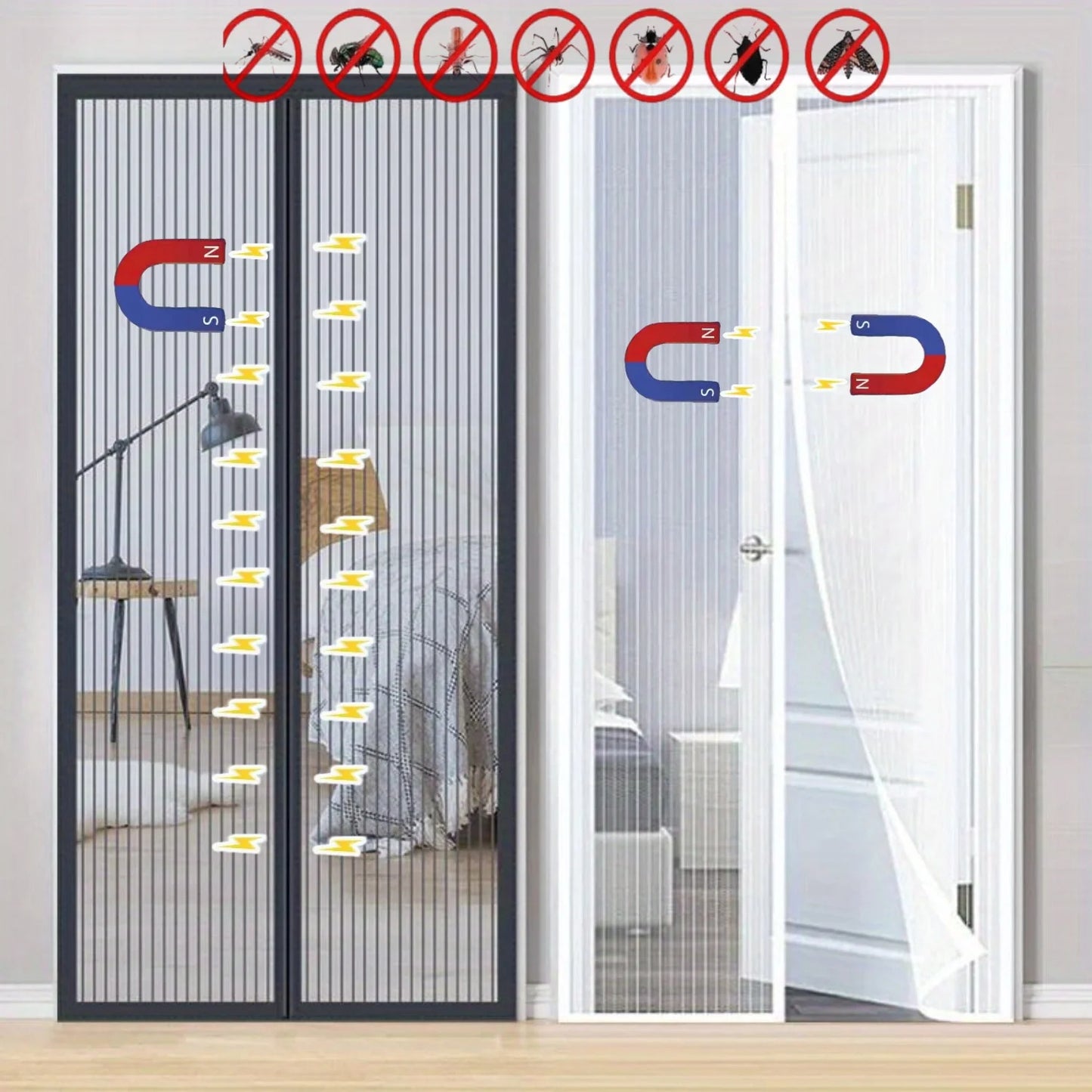 Anti-Mosquito Doors Screen Net Summer Automatic Closing