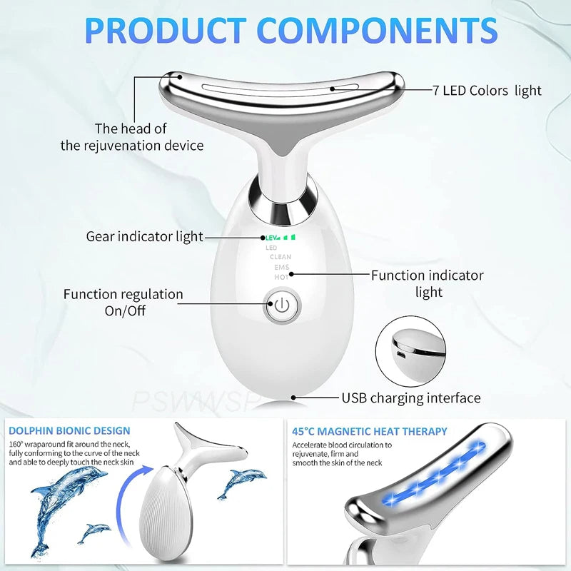 EMS Neck Facial Massager Lift Seven Colours