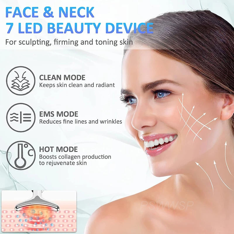 EMS Neck Facial Massager Lift Seven Colours